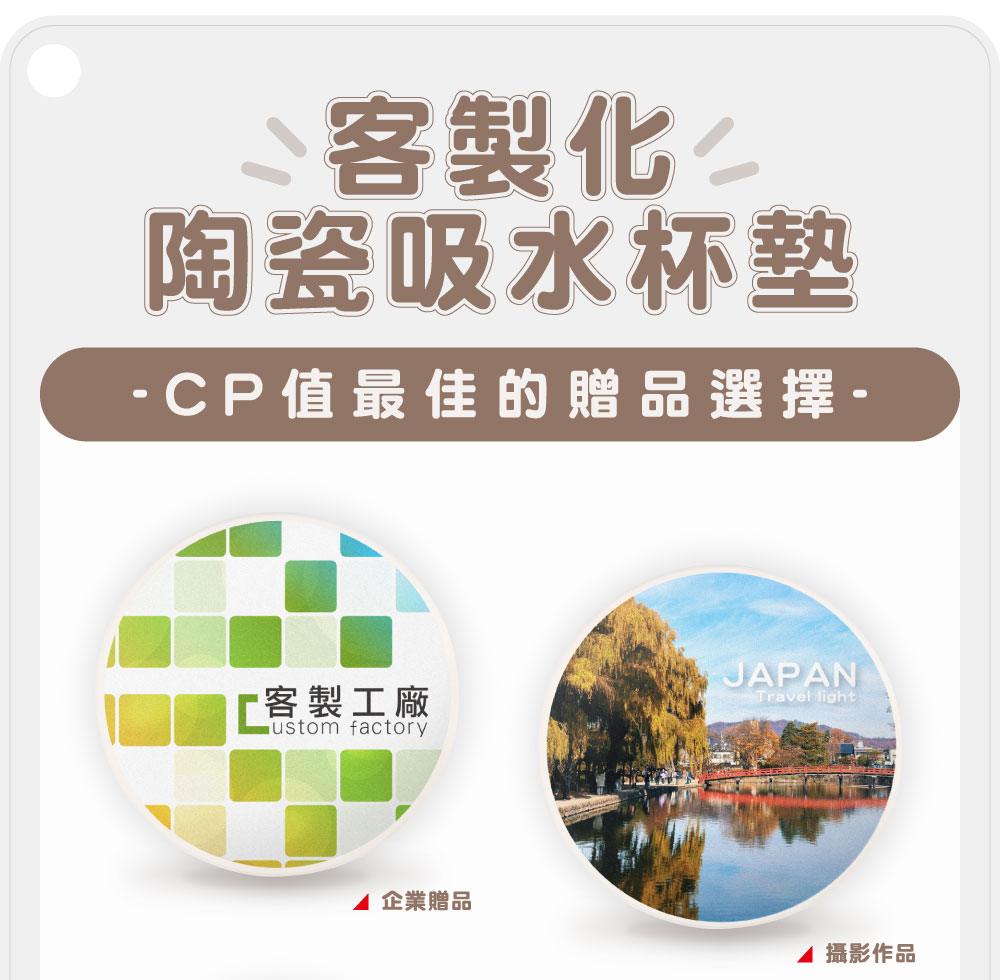 客製化陶瓷吸水杯墊（圓形）